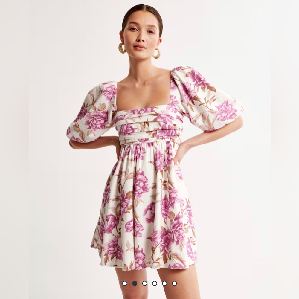 Emerson Linen-Blend Puff Sleeve Mini Dress